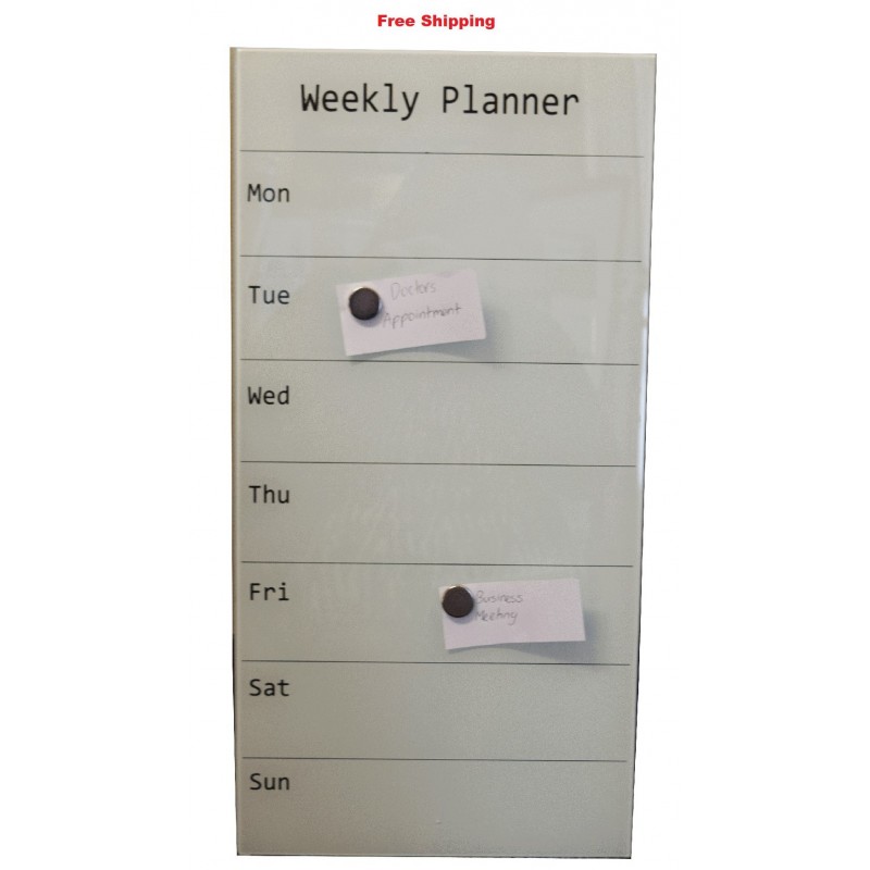 Magnetic Glassboards Weekly Planner White