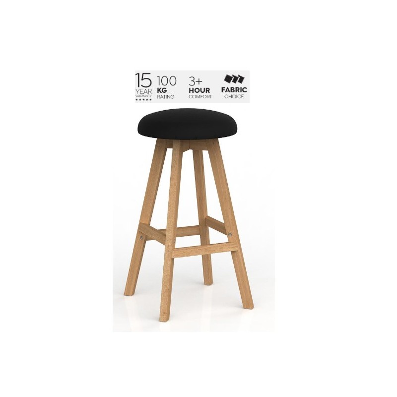 Luna Button Barstool Black PU